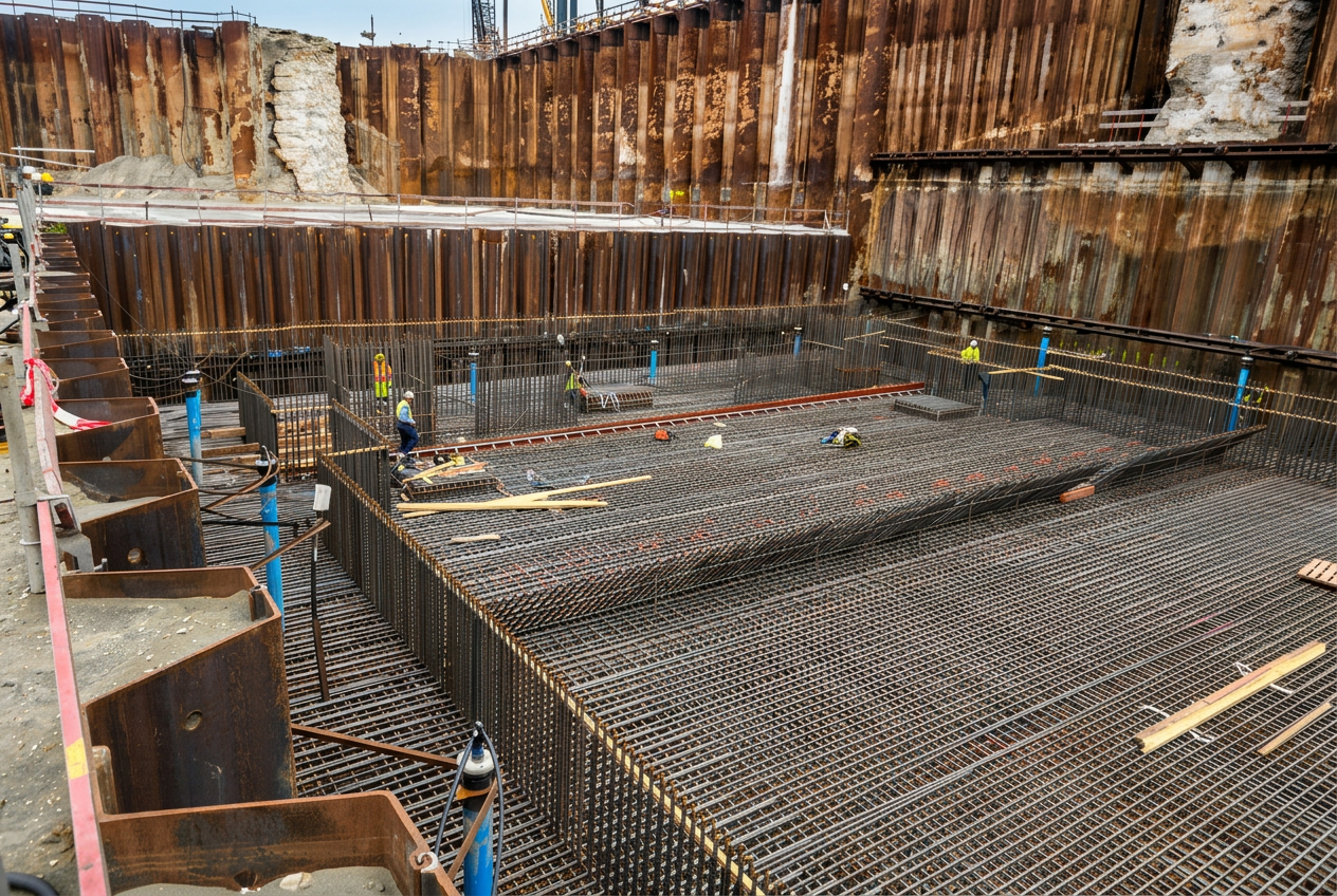 Rebar assembly on site